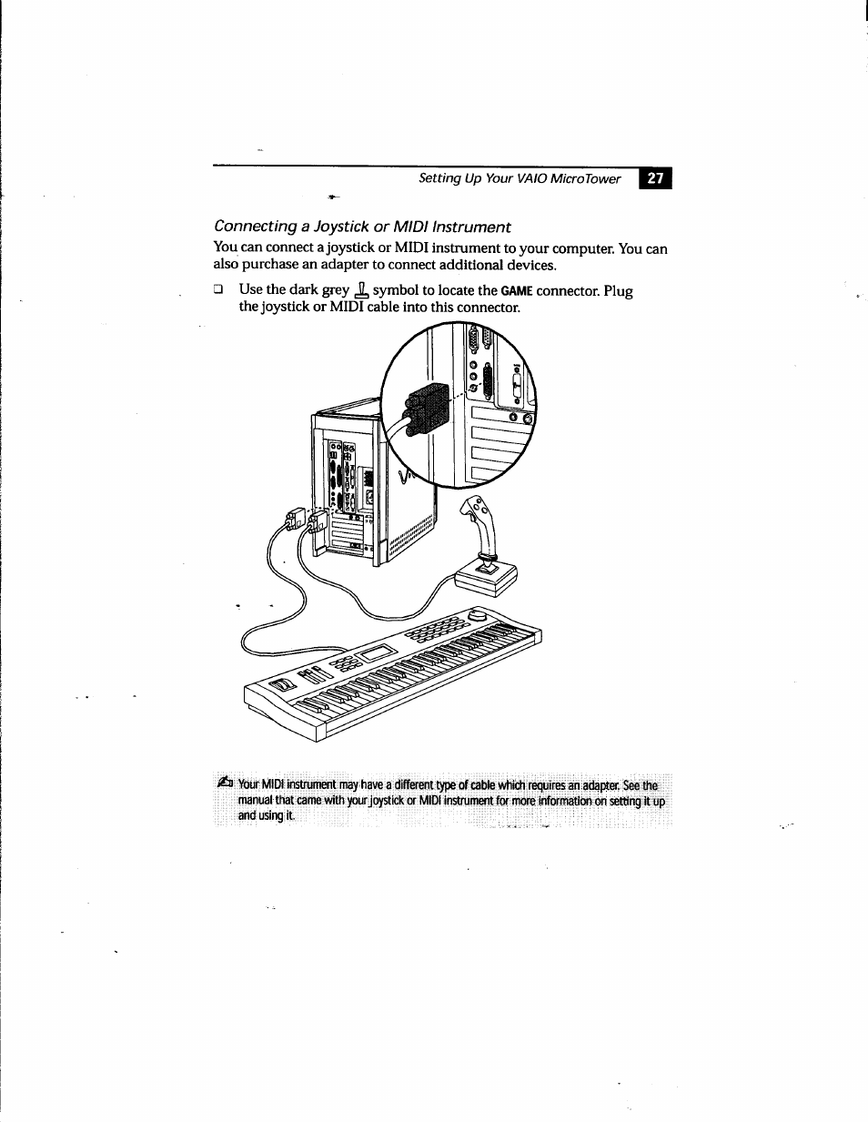 Connecting a joystick or midi instrument | Sony PCV-E205 User Manual | Page 35 / 119