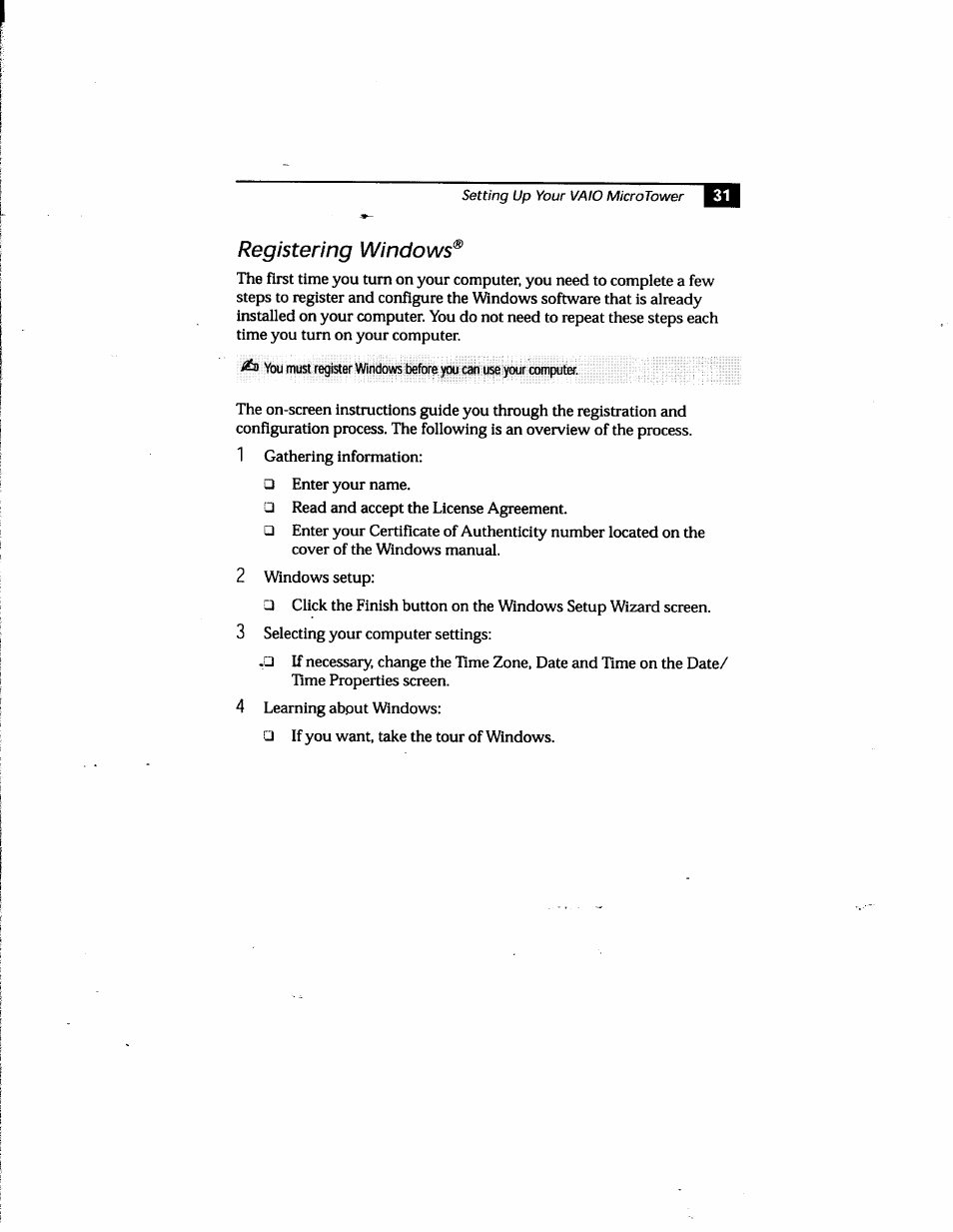 Registering windows | Sony PCV-E205 User Manual | Page 39 / 119