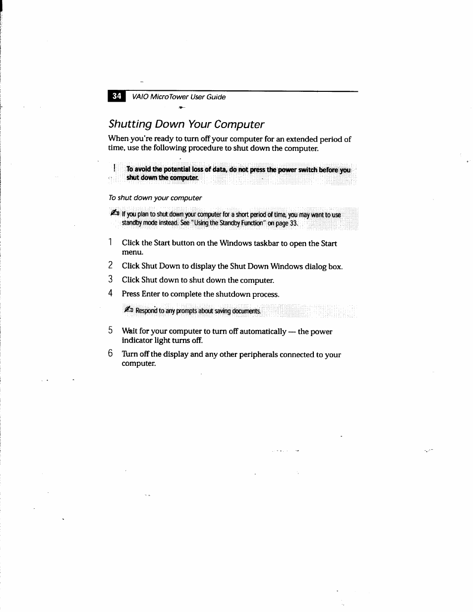 Shutting down your computer | Sony PCV-E205 User Manual | Page 42 / 119