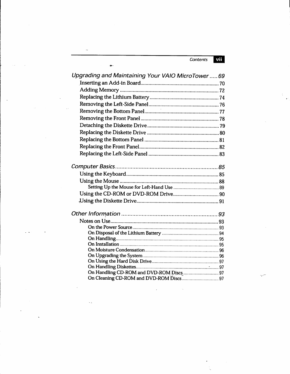 Sony PCV-E205 User Manual | Page 7 / 119