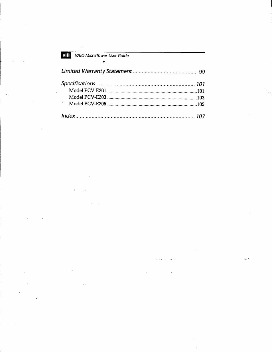 Sony PCV-E205 User Manual | Page 8 / 119