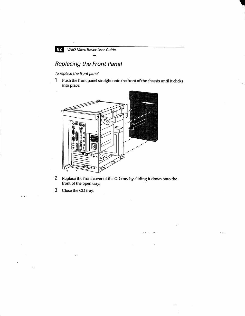 Replacing the front panel | Sony PCV-E205 User Manual | Page 90 / 119