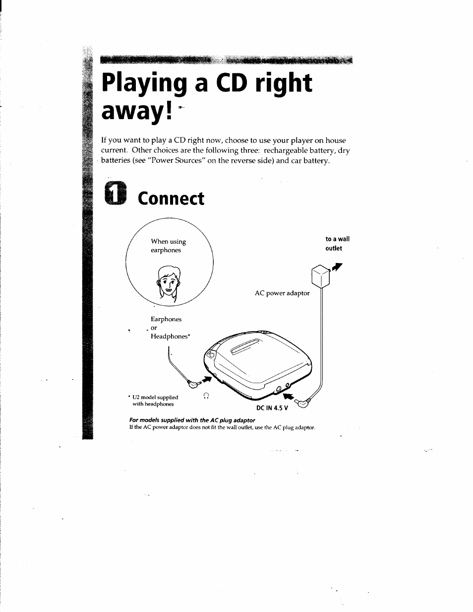 Playing a cd right away | Sony D-F181 User Manual | Page 3 / 11