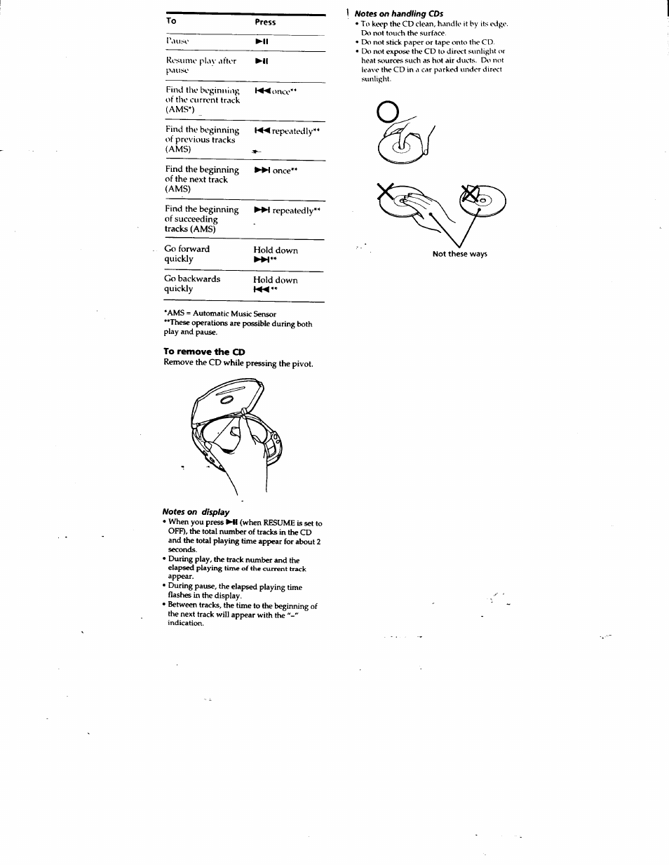 To remove the cd | Sony D-F181 User Manual | Page 5 / 11