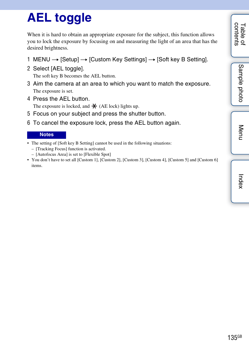 Ael toggle | Sony NEX-3N User Manual | Page 135 / 198