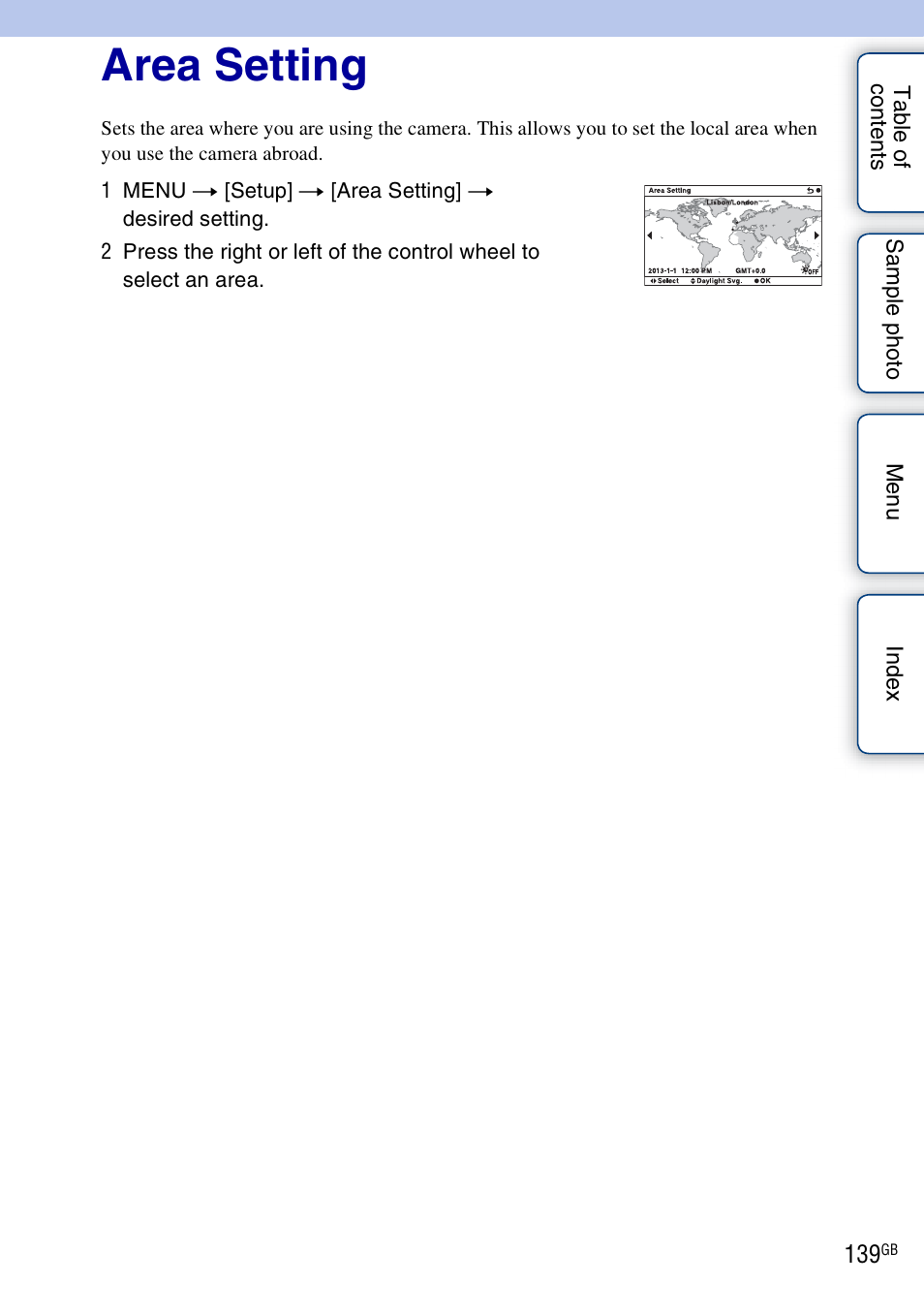 Area setting | Sony NEX-3N User Manual | Page 139 / 198