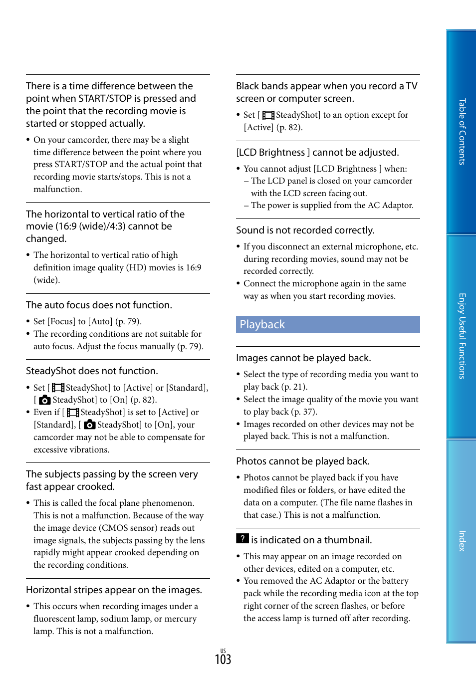 Playback | Sony HDR-XR160 User Manual | Page 103 / 129