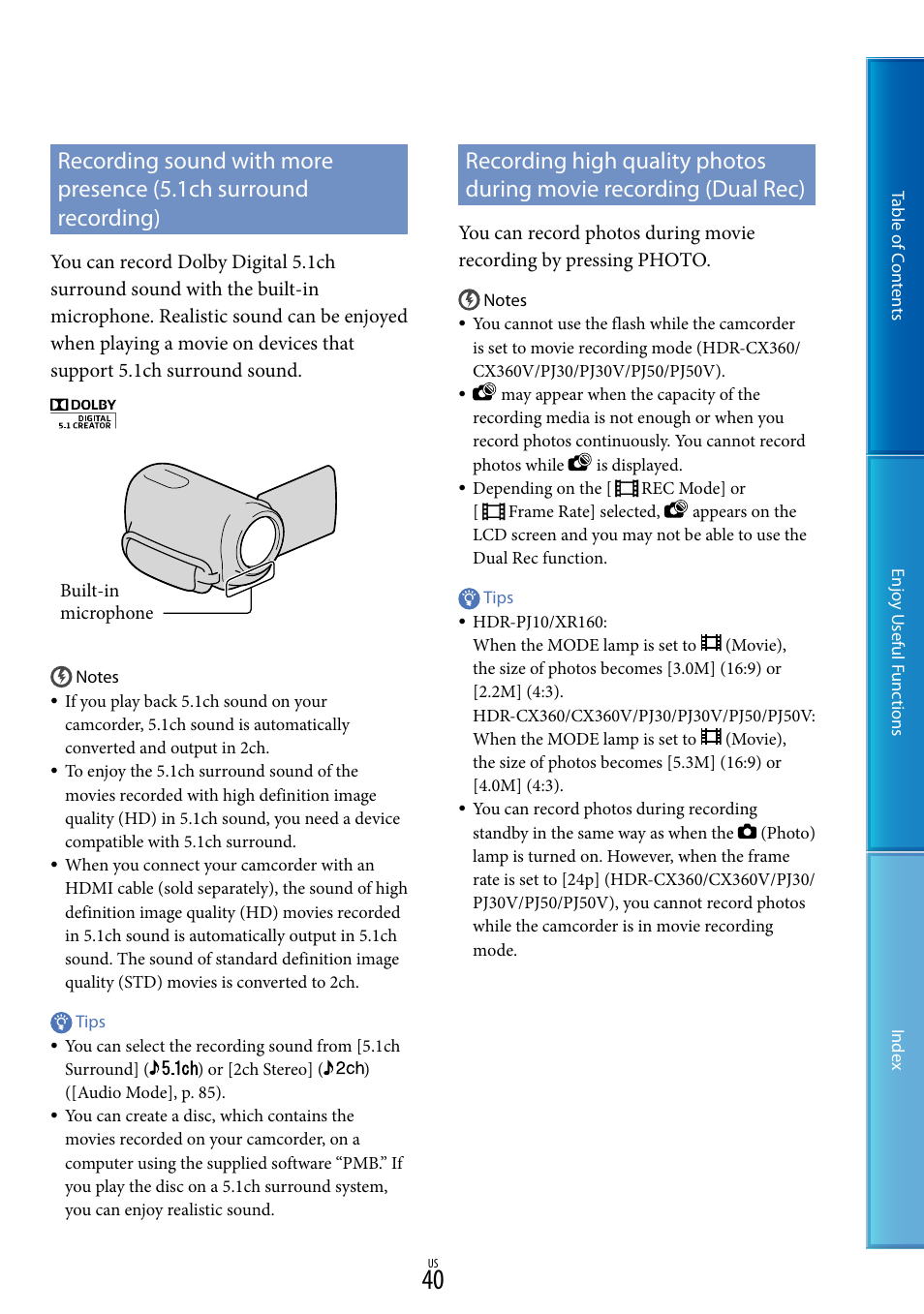C (40) | Sony HDR-XR160 User Manual | Page 40 / 129