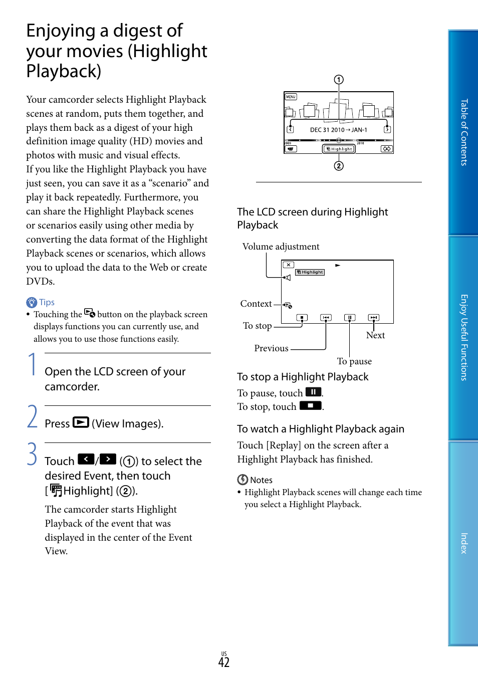 K (42) | Sony HDR-XR160 User Manual | Page 42 / 129