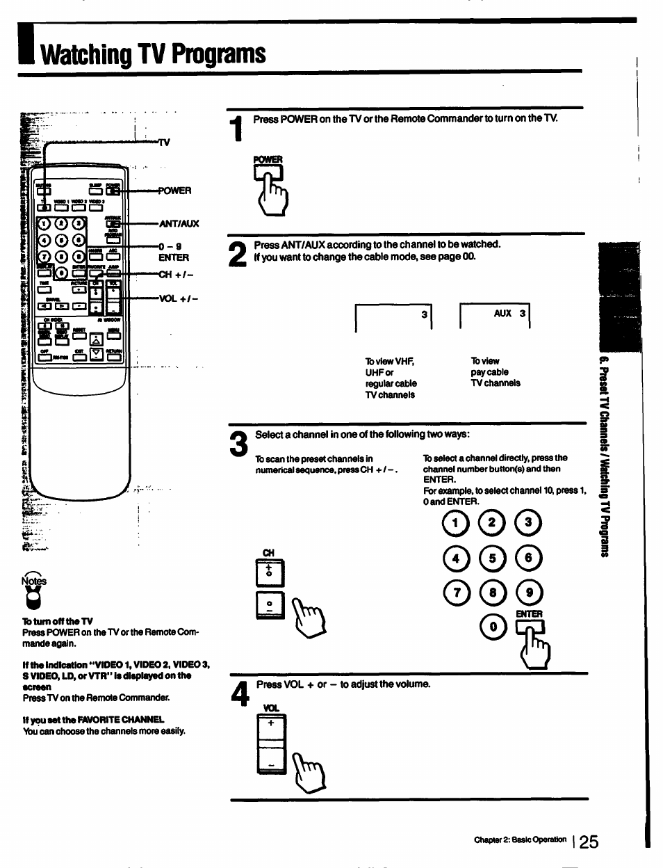 O 0 0, Watching tv programs | Sony KV-27XBR55 User Manual | Page 25 / 70