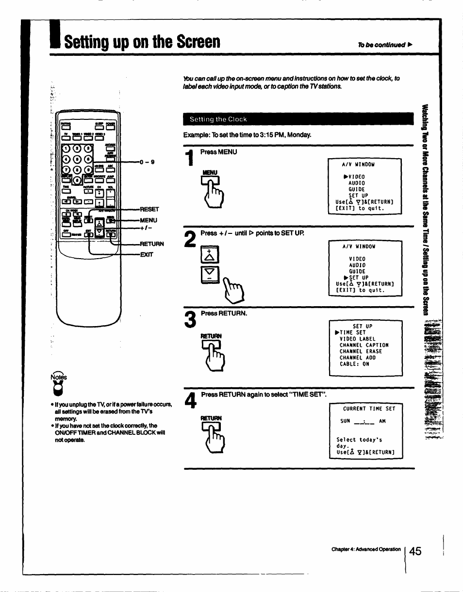 Setting up on the screen | Sony KV-27XBR55 User Manual | Page 45 / 70