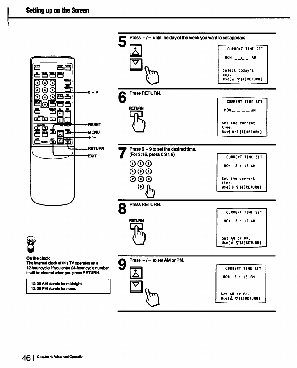 Setting up on the screen | Sony KV-27XBR55 User Manual | Page 46 / 70