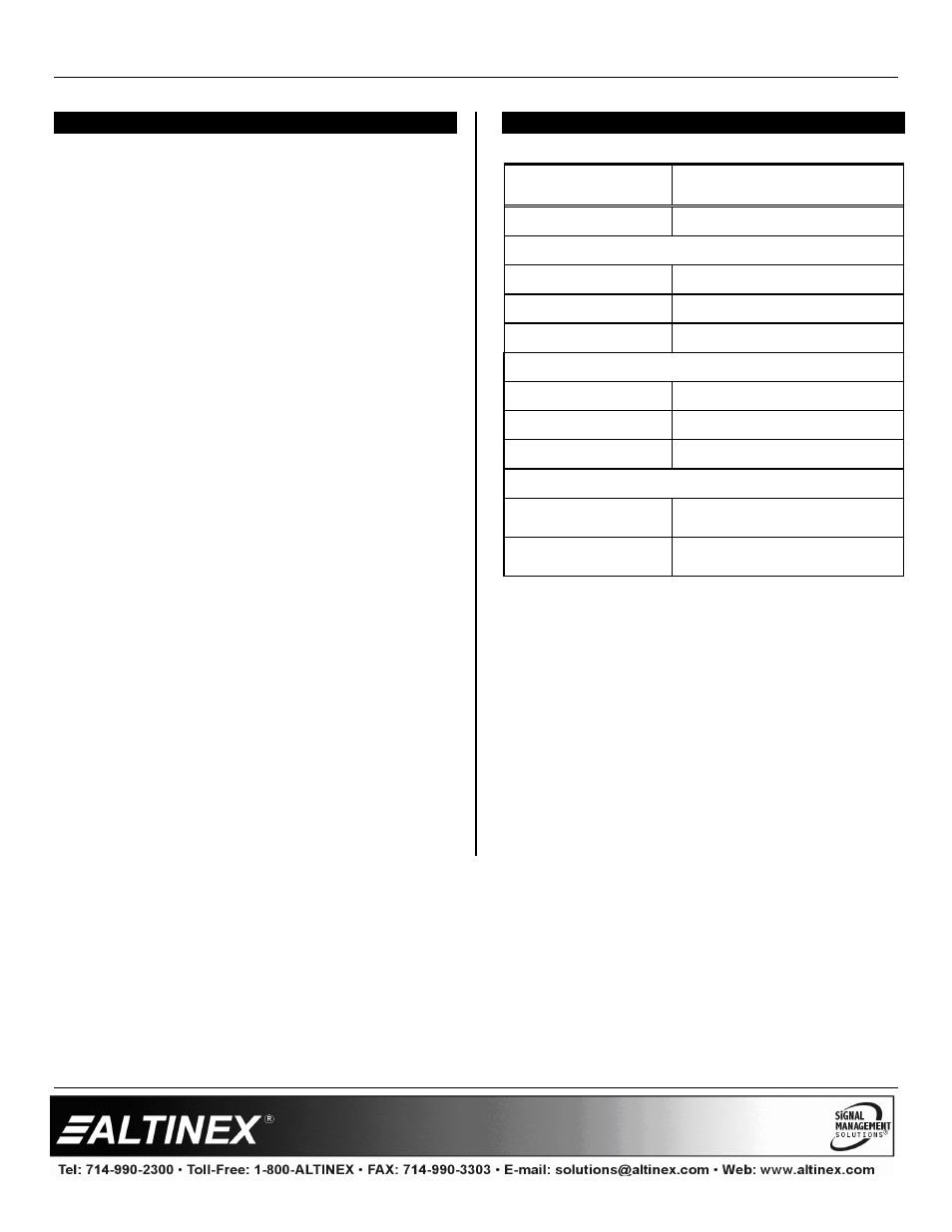 About your ds801-201/202, Technical specifications, Special application | Altinex Wall Mount Interface with Twisted Pair (TP) Output DS801-201 User Manual | Page 4 / 11