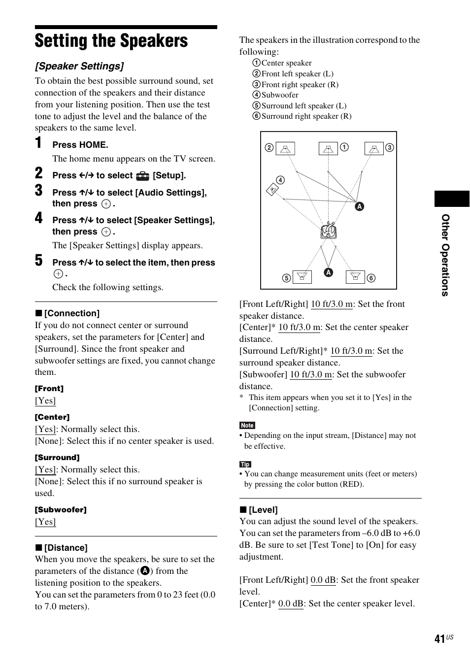 Setting the speakers | Sony BDV-T58 User Manual | Page 41 / 72