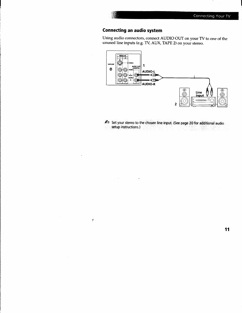 Connecting an audio system | Sony KV-27V66 User Manual | Page 12 / 39