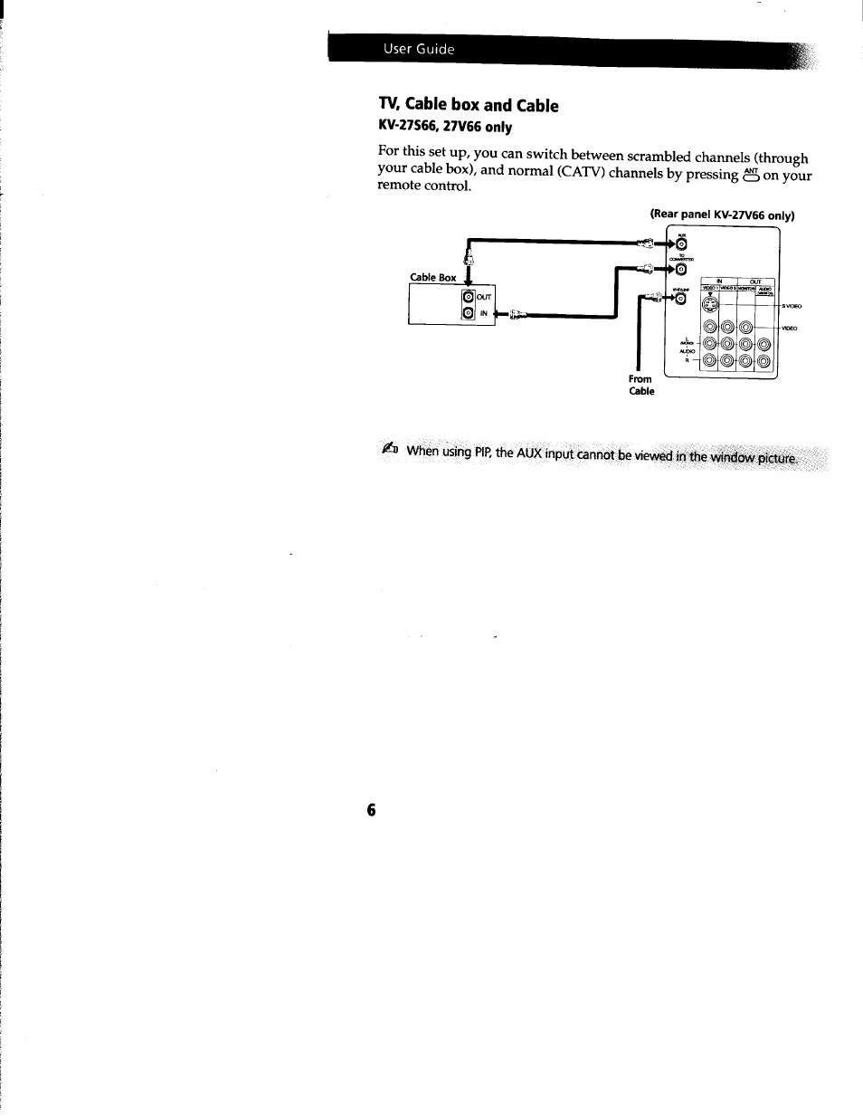 Tv, cable box and cable | Sony KV-27V66 User Manual | Page 7 / 39