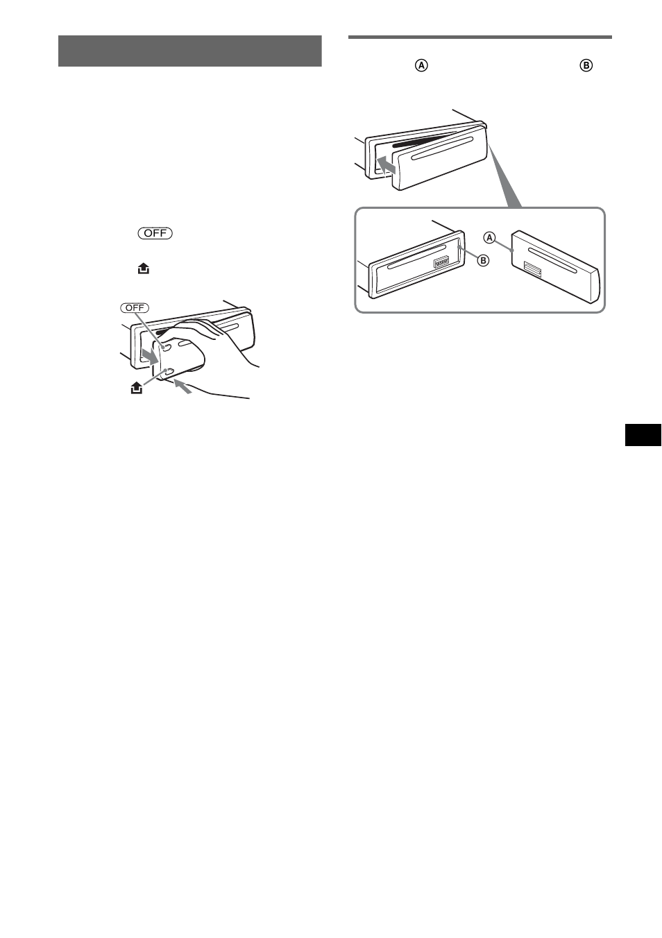 Extracción del panel frontal, Colocación del panel frontal | Sony MEX-BT2600 User Manual | Page 57 / 80