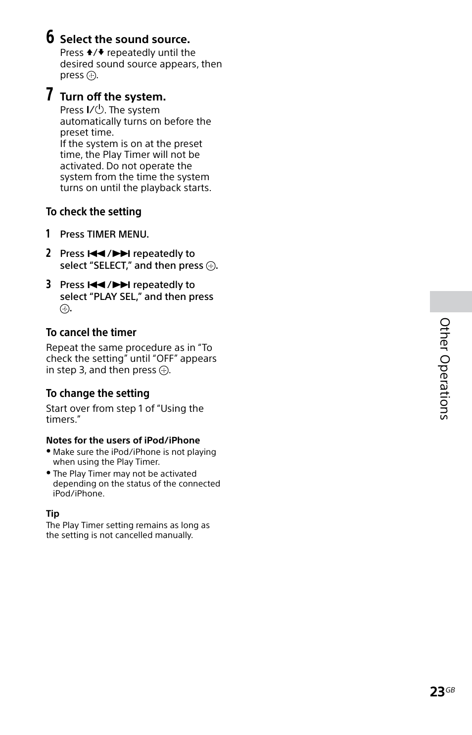 Other oper ations | Sony MHC-EC719IP User Manual | Page 23 / 68