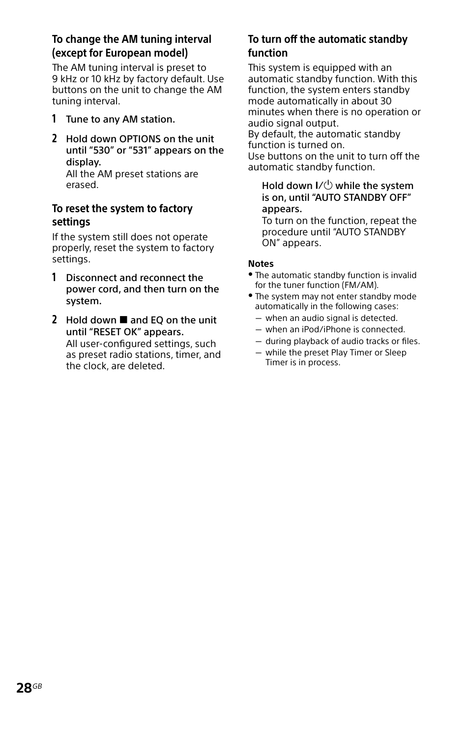To turn off the automatic | Sony MHC-EC719IP User Manual | Page 28 / 68