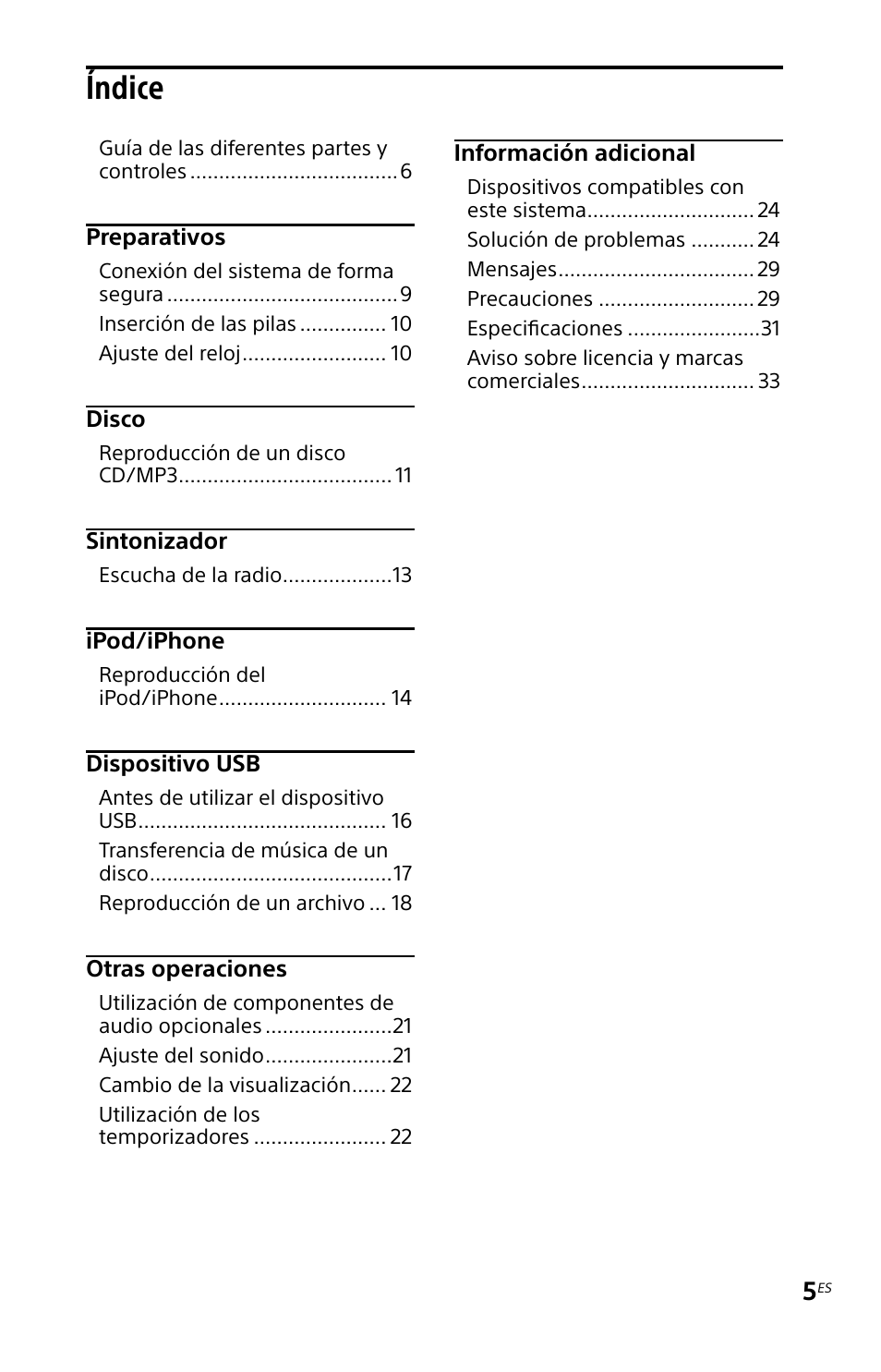 Índice | Sony MHC-EC719IP User Manual | Page 37 / 68