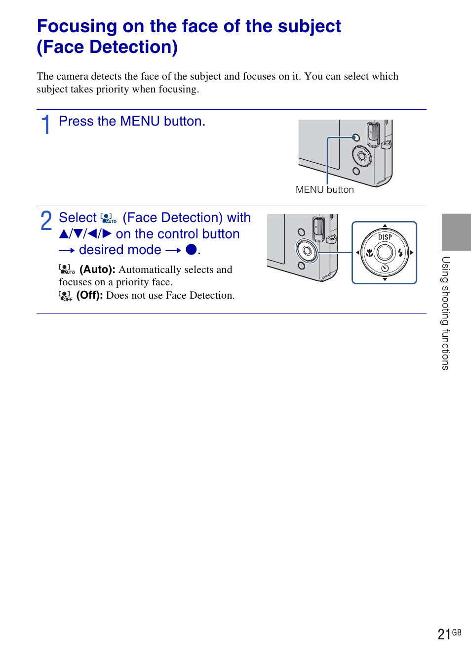 Sony DSC-W190 User Manual | Page 21 / 112