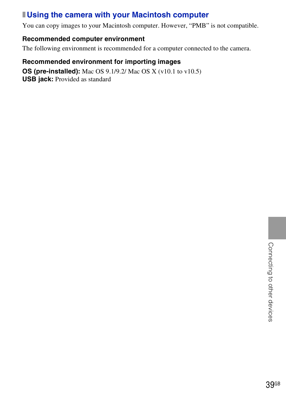 Xusing the camera with your macintosh computer | Sony DSC-W190 User Manual | Page 39 / 112