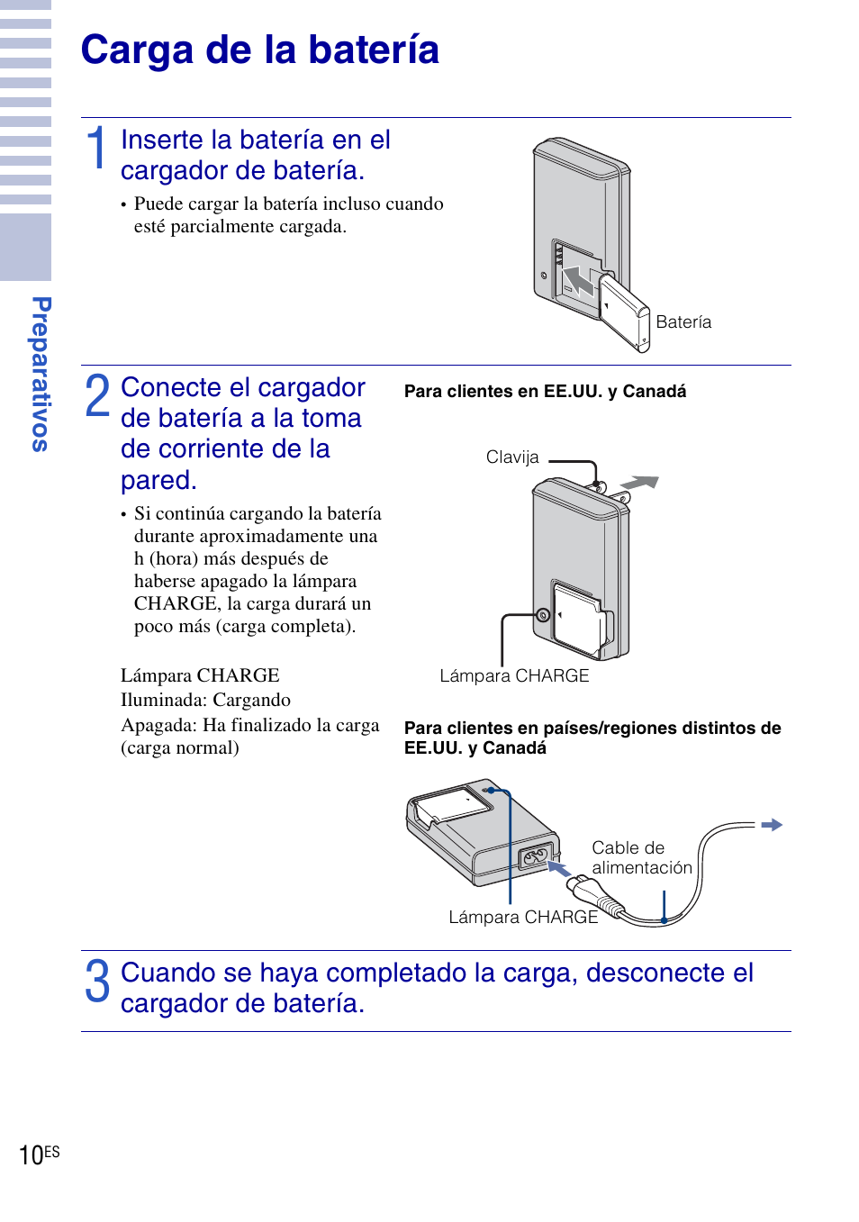 Carga de la batería | Sony DSC-W190 User Manual | Page 64 / 112