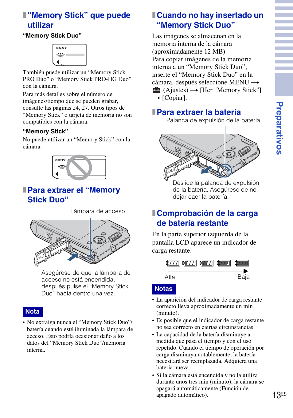 Pr eparat ivo s 13 | Sony DSC-W190 User Manual | Page 67 / 112