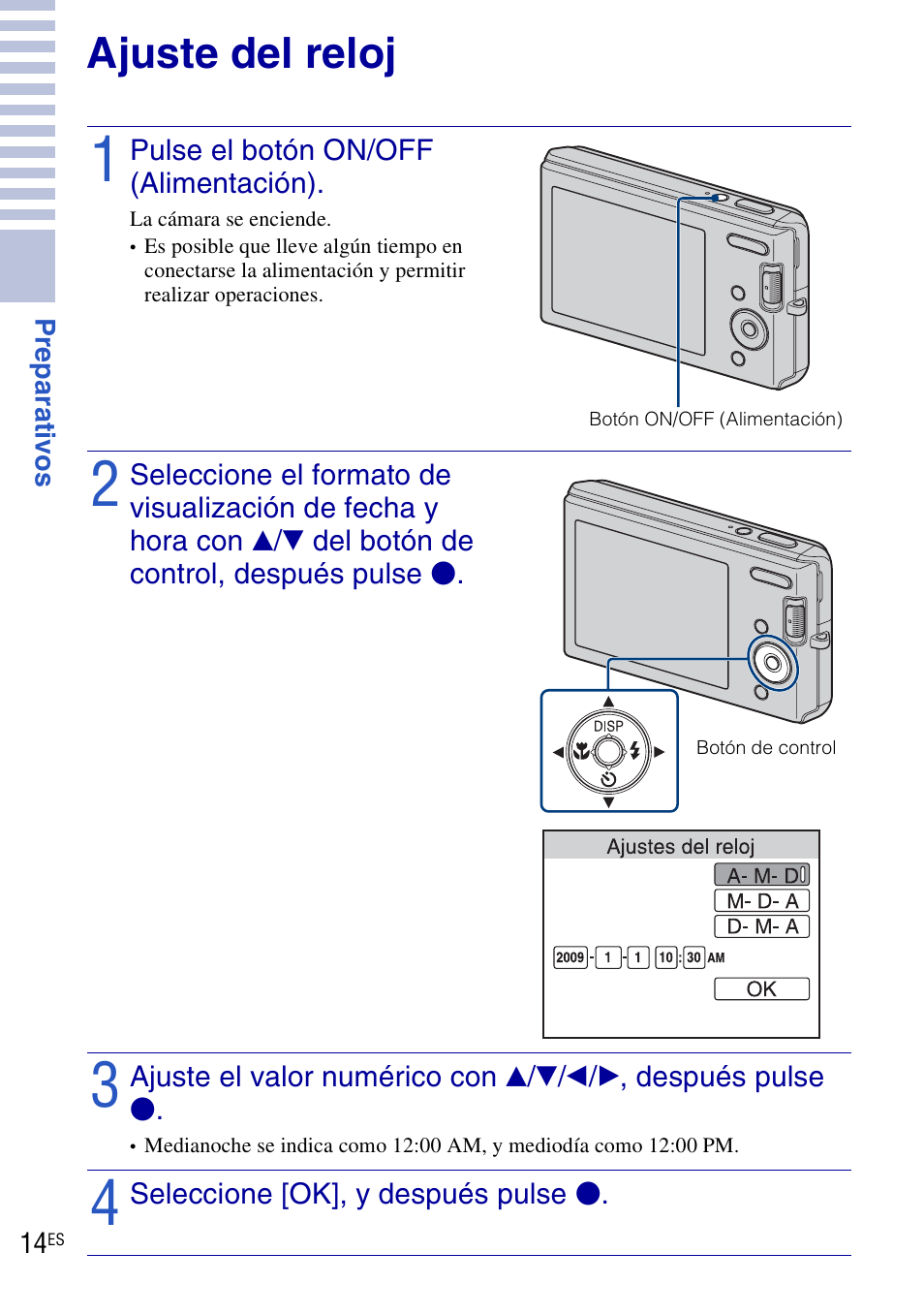 Ajuste del reloj | Sony DSC-W190 User Manual | Page 68 / 112