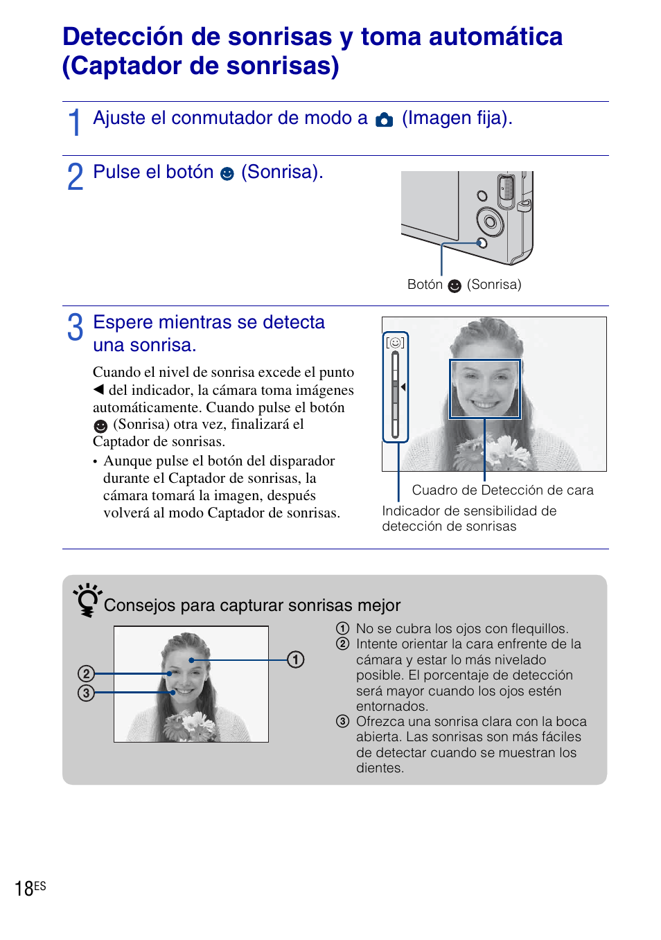 Utilización de las funciones de toma de imagen | Sony DSC-W190 User Manual | Page 72 / 112