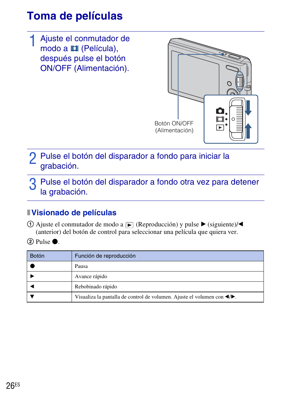 Toma de películas | Sony DSC-W190 User Manual | Page 80 / 112