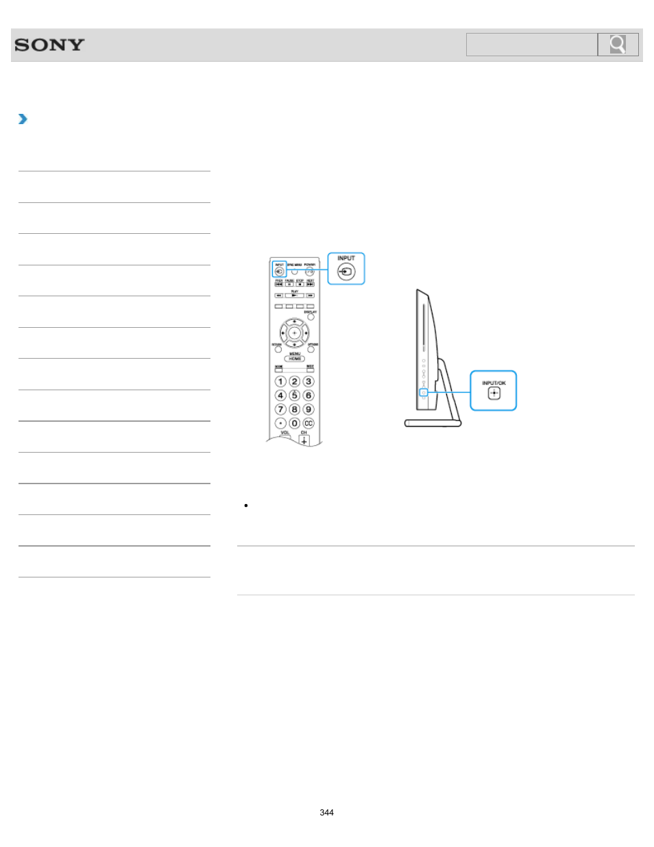 Viewing video from connected equipment, How to use, Search | Sony SVL24145CXB User Manual | Page 344 / 541