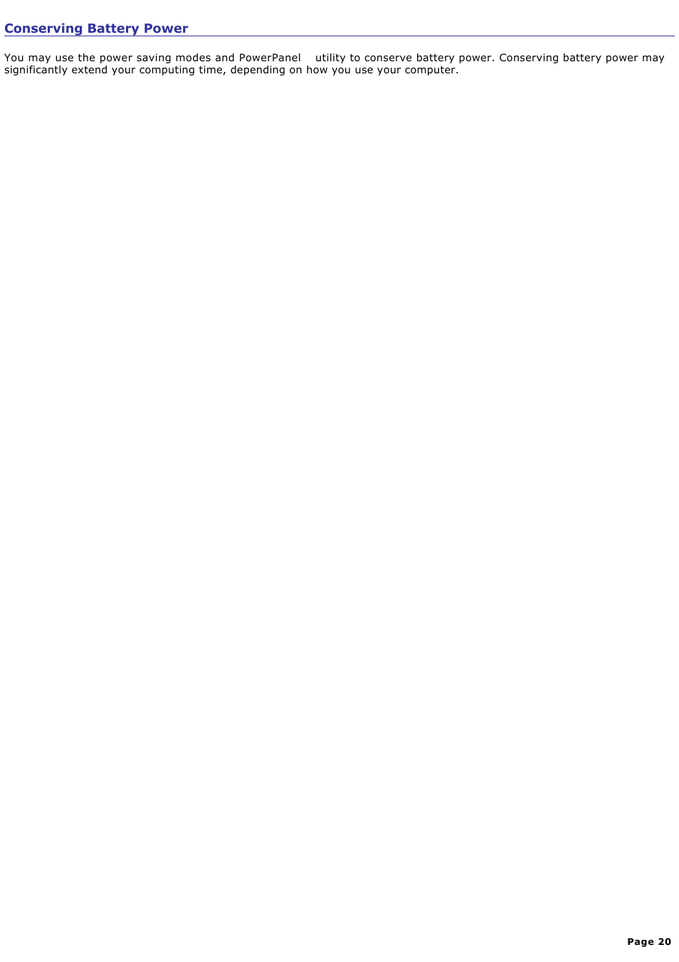 Conserving battery power | Sony PCG-TR3AP2 User Manual | Page 20 / 199
