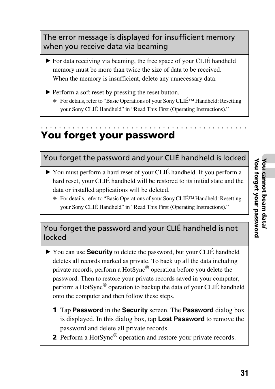 You forget your password | Sony PEG-NX60 User Manual | Page 31 / 52