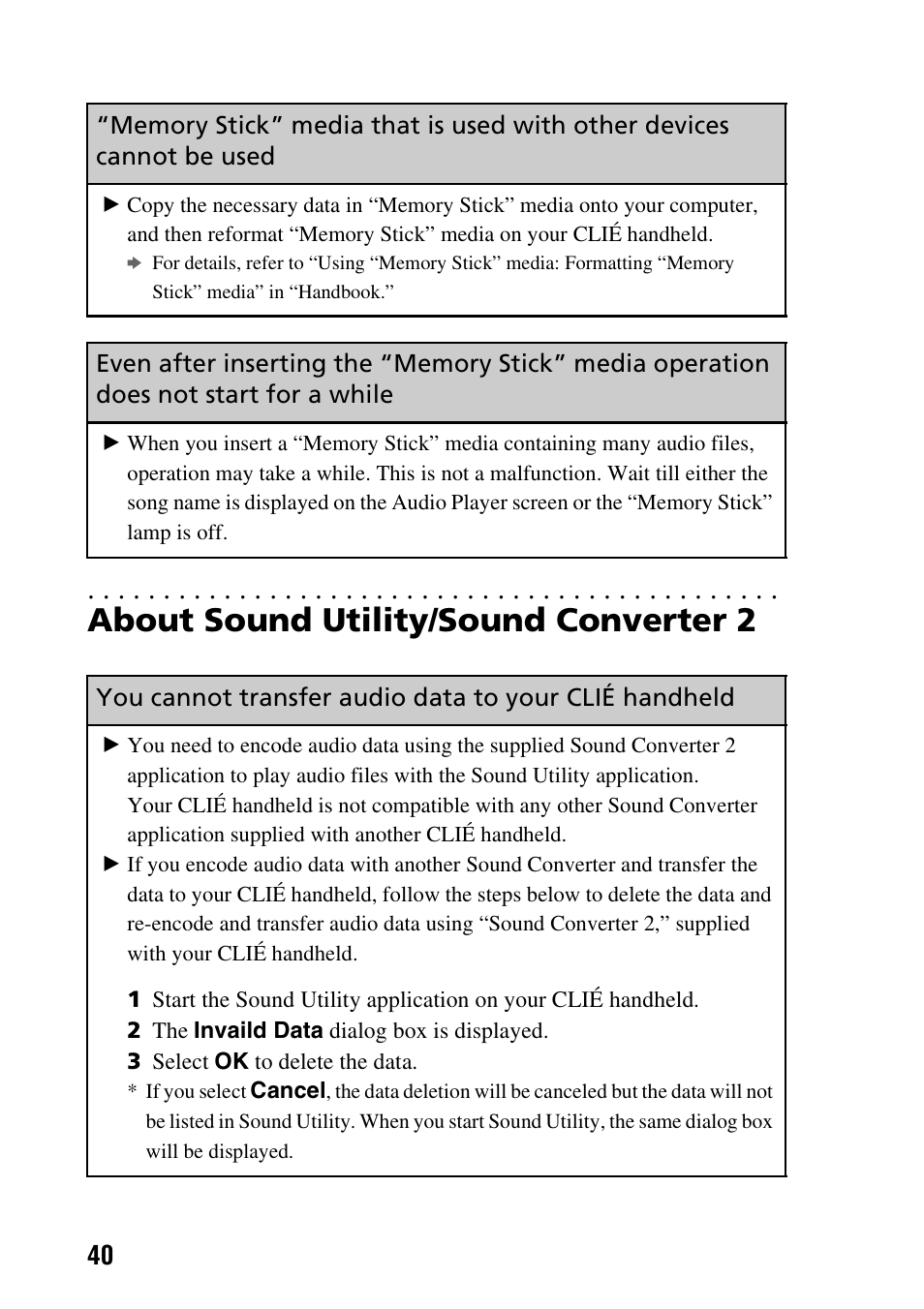 About sound utility/sound converter 2 | Sony PEG-NX60 User Manual | Page 40 / 52