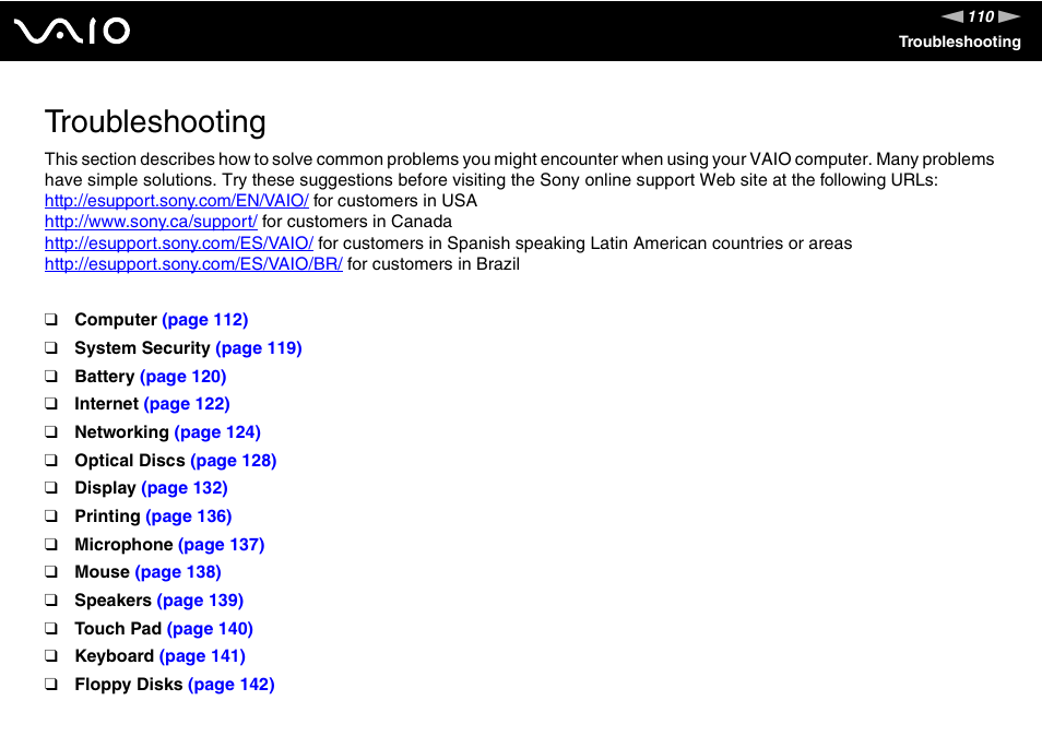 Troubleshooting | Sony VGN-NR430E User Manual | Page 110 / 163