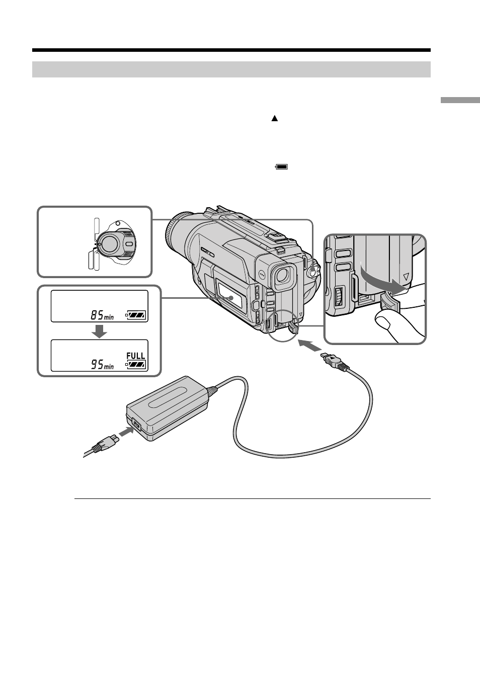 Charging the battery pack | Sony DCR-TRV120 User Manual | Page 11 / 132
