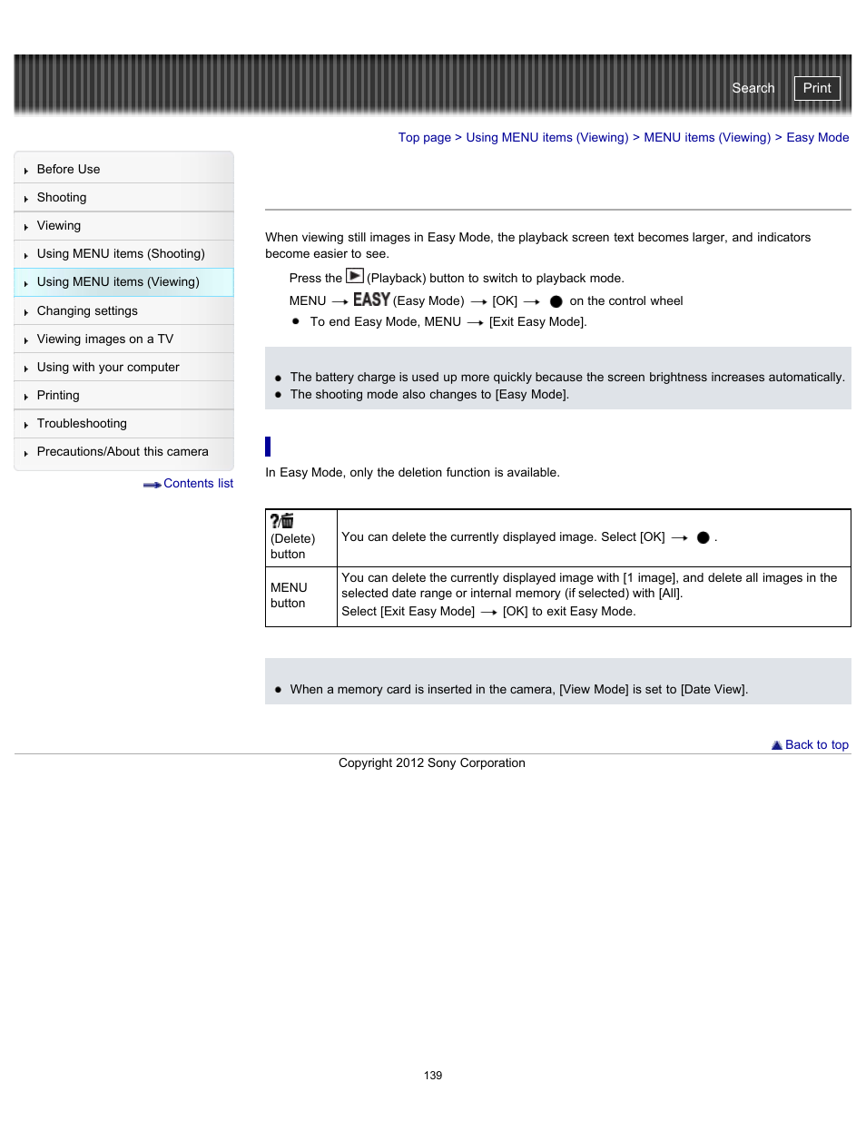 Easy mode, Cyber-shot user guide | Sony DSC-WX100 User Manual | Page 139 / 257