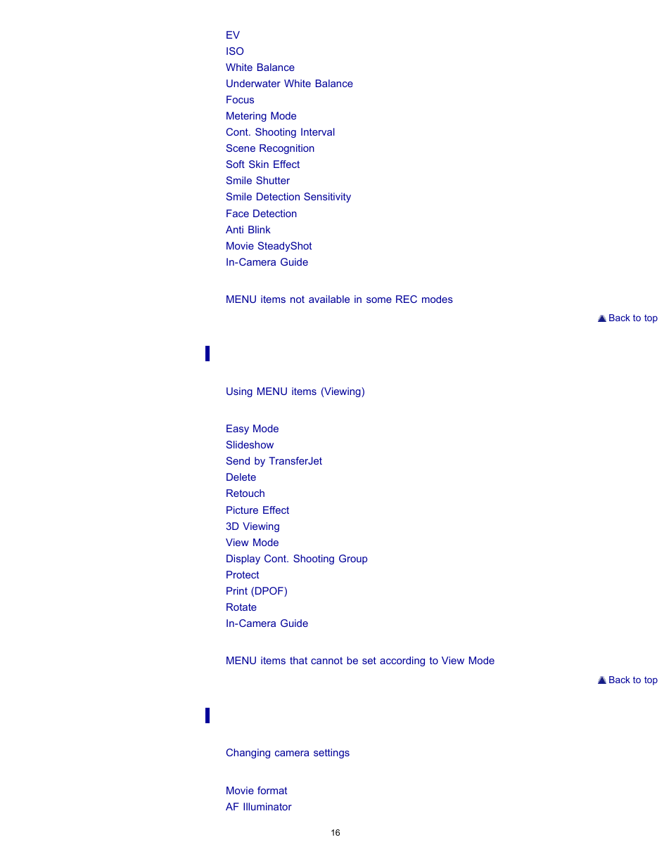 Sony DSC-WX100 User Manual | Page 16 / 257