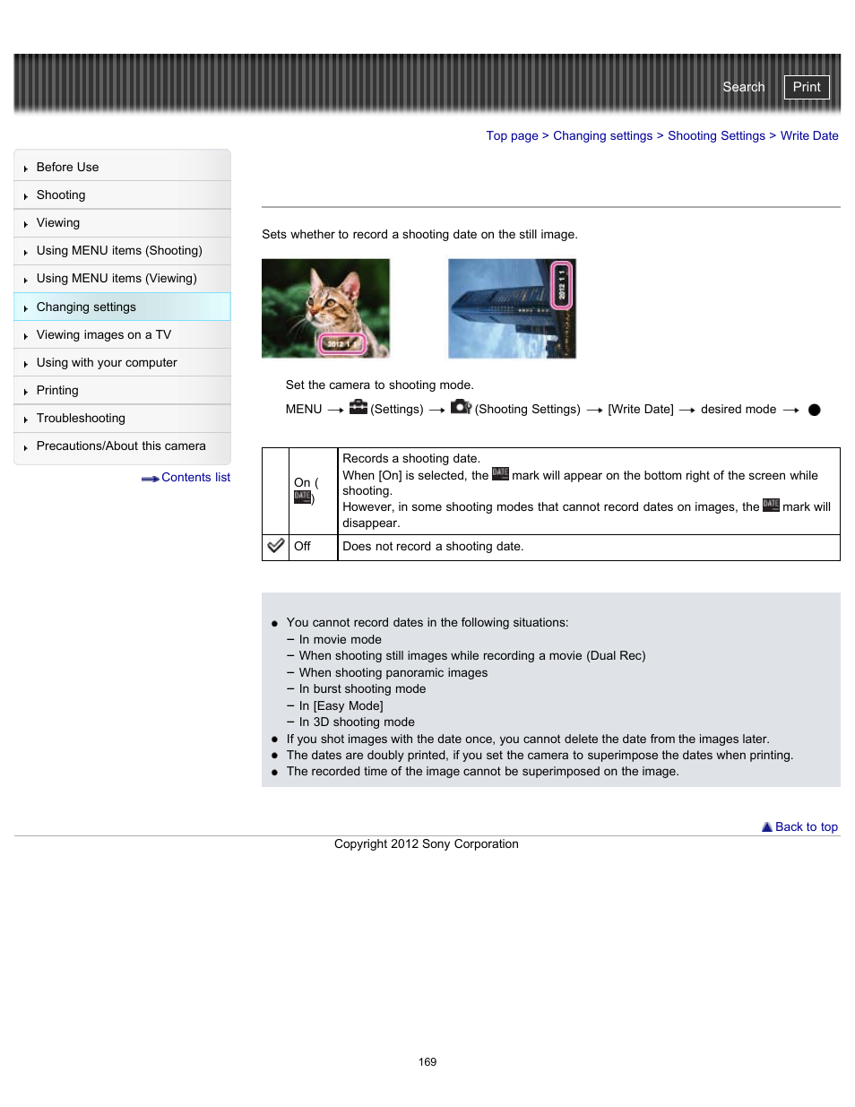 Write date, Cyber-shot user guide | Sony DSC-WX100 User Manual | Page 169 / 257
