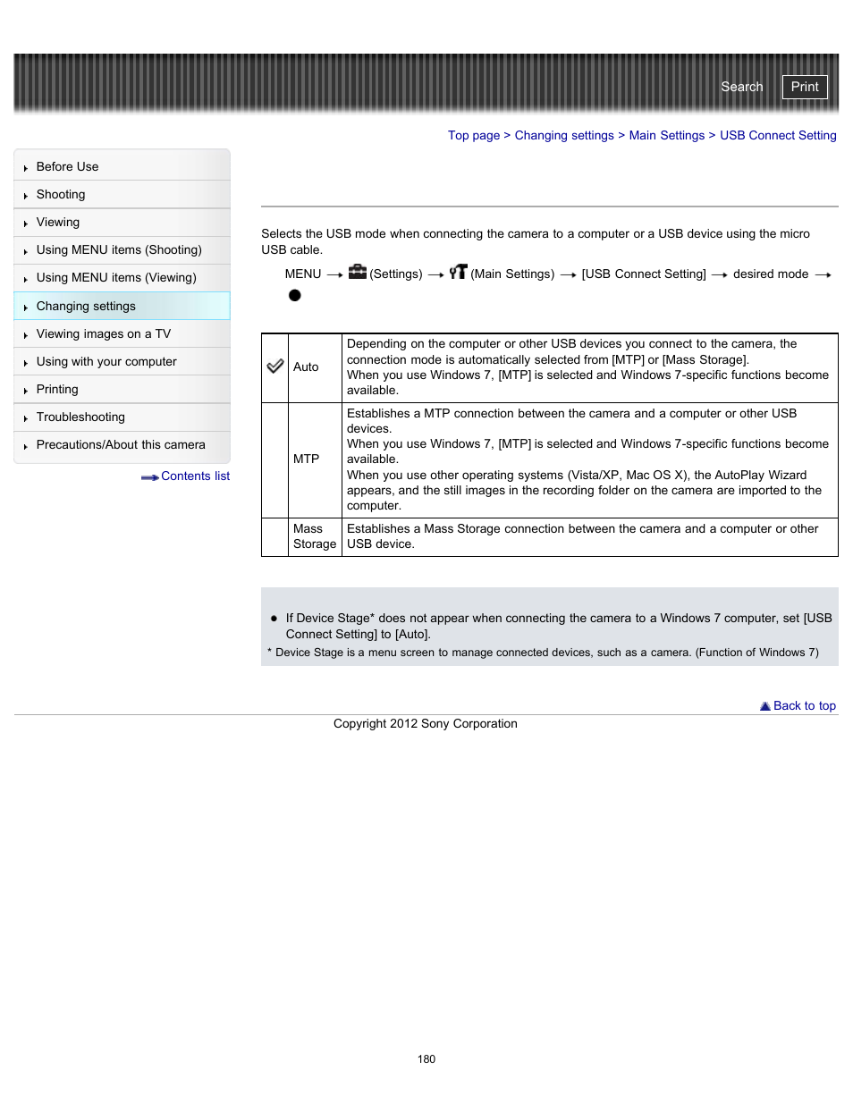 Usb connect setting, Cyber-shot user guide | Sony DSC-WX100 User Manual | Page 180 / 257