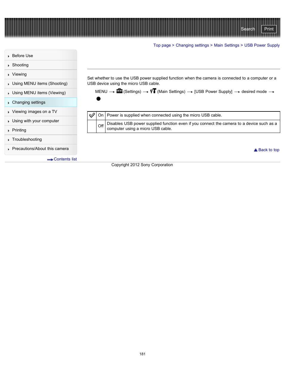 Usb power supply, Cyber-shot user guide | Sony DSC-WX100 User Manual | Page 181 / 257