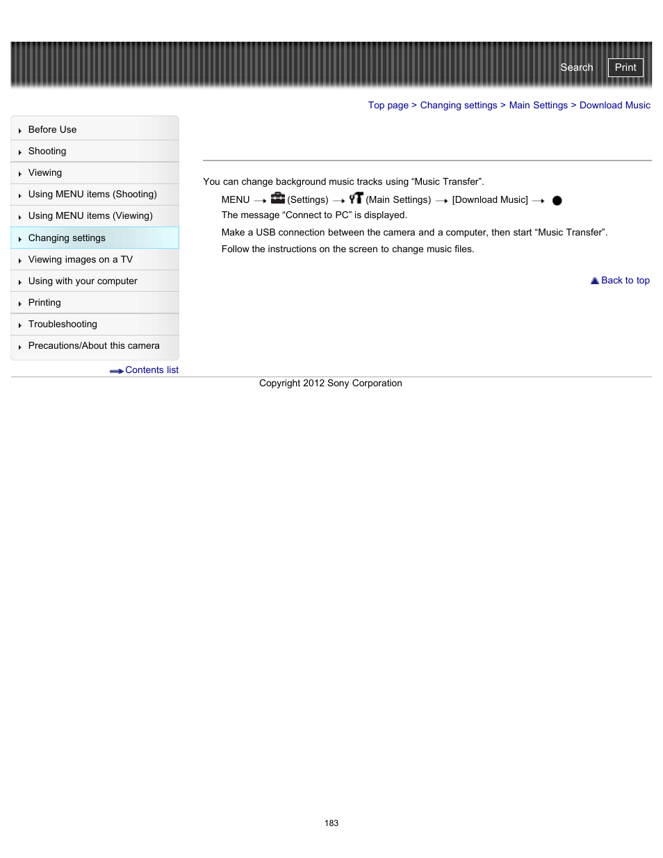 Download music, Cyber-shot user guide | Sony DSC-WX100 User Manual | Page 183 / 257
