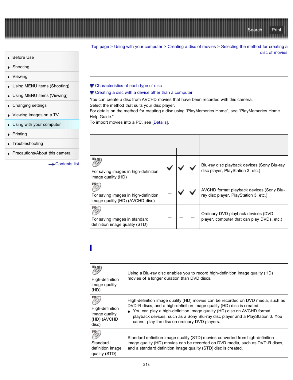 Selecting the method for creating a disc of movies, Cyber-shot user guide | Sony DSC-WX100 User Manual | Page 213 / 257