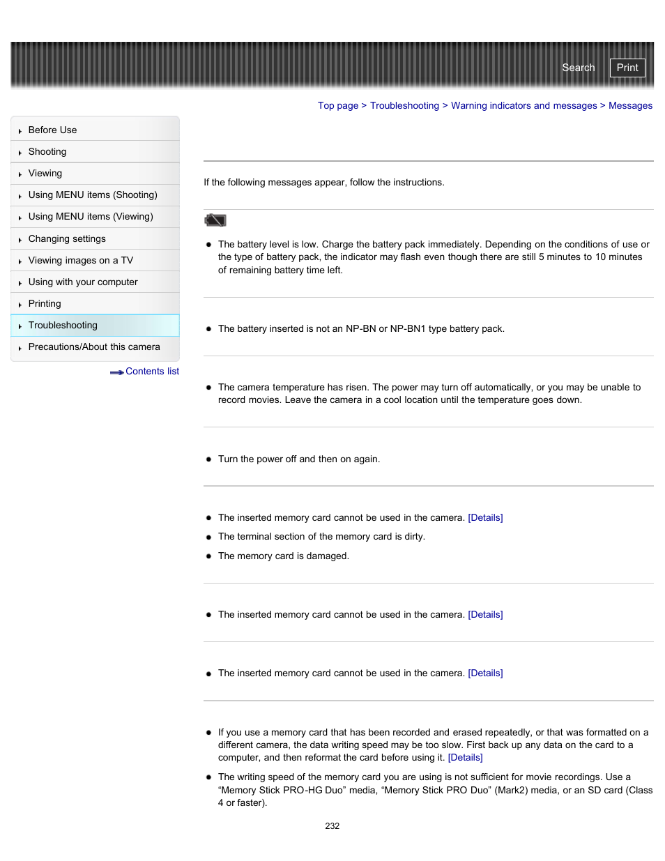 Messages, Cyber-shot user guide | Sony DSC-WX100 User Manual | Page 232 / 257