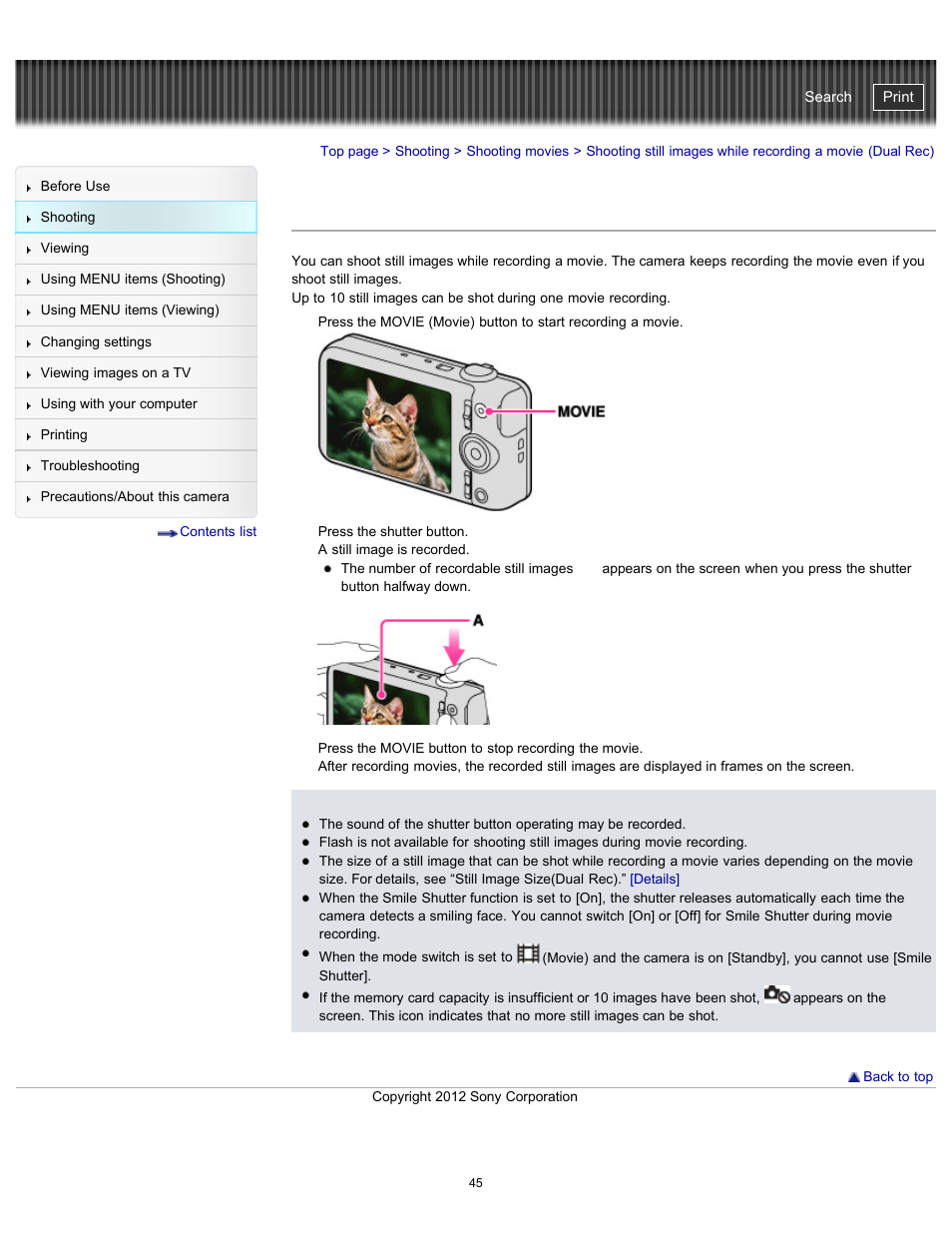 Cyber-shot user guide | Sony DSC-WX100 User Manual | Page 45 / 257