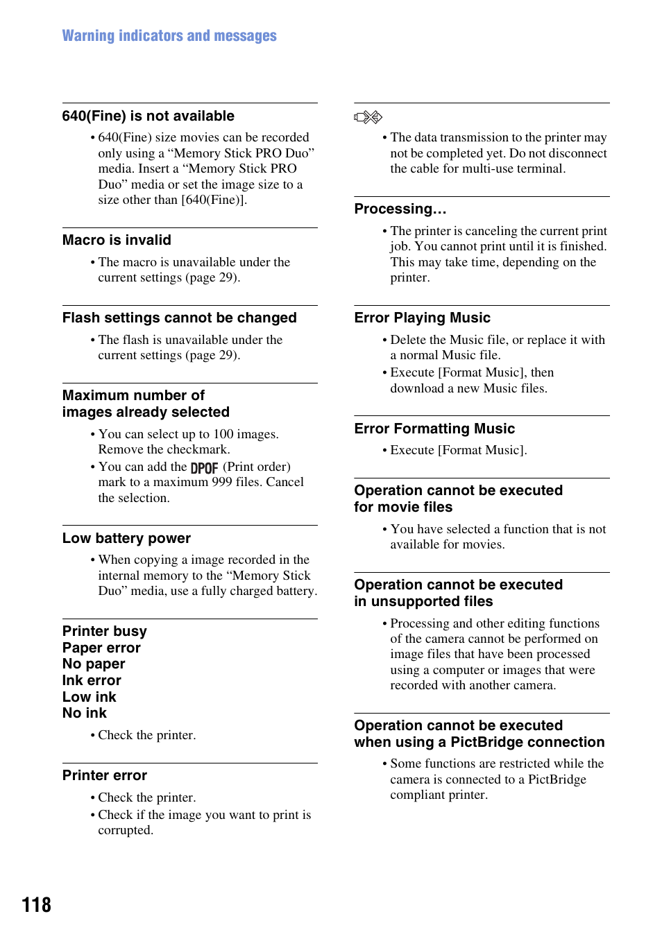 Sony DSC-W230 User Manual | Page 118 / 129