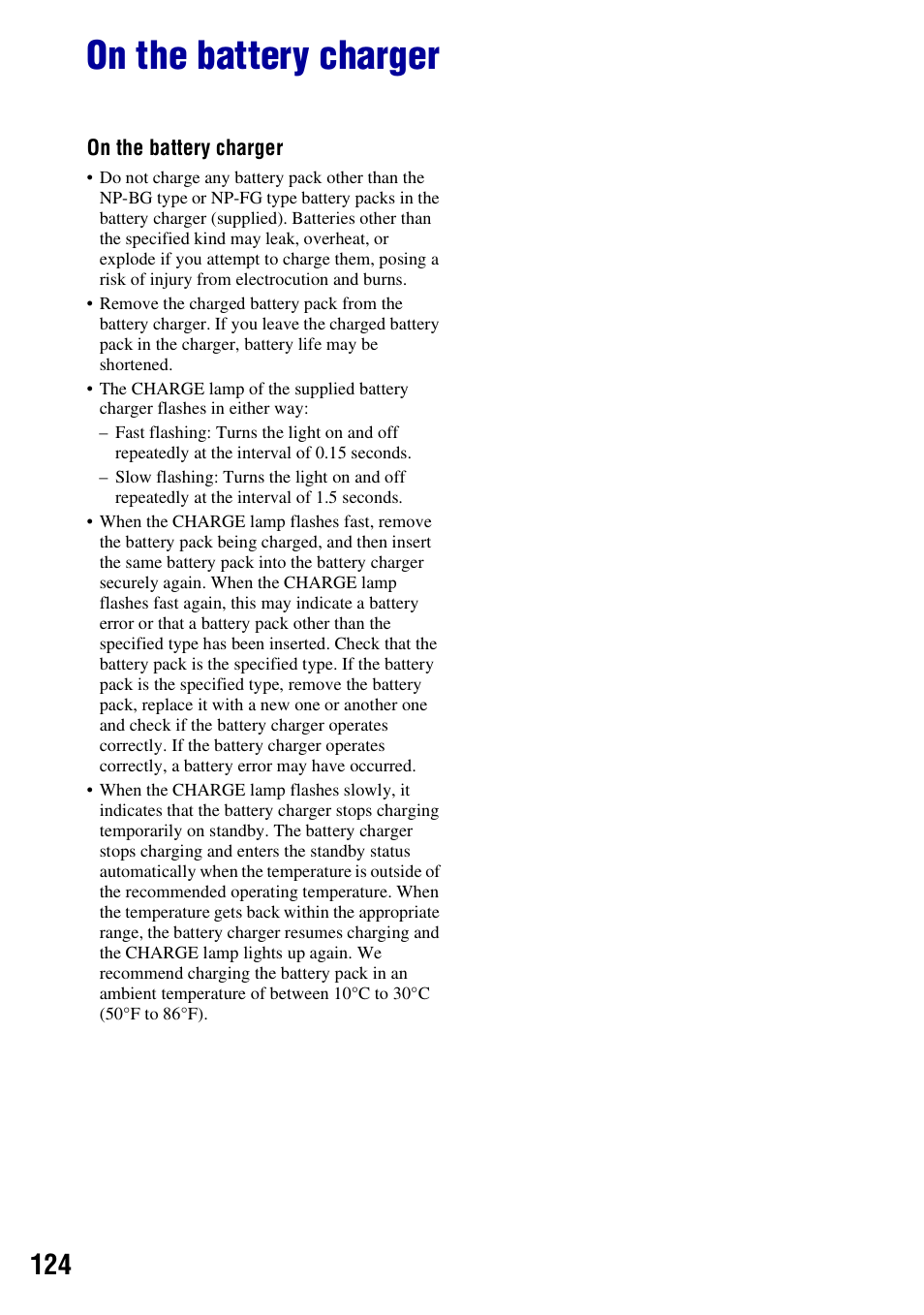 On the battery charger | Sony DSC-W230 User Manual | Page 124 / 129