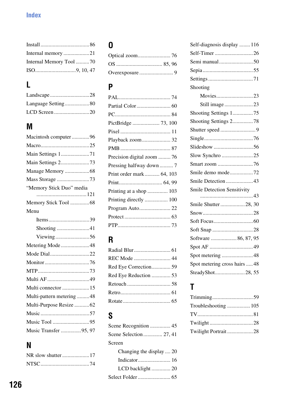 Sony DSC-W230 User Manual | Page 126 / 129