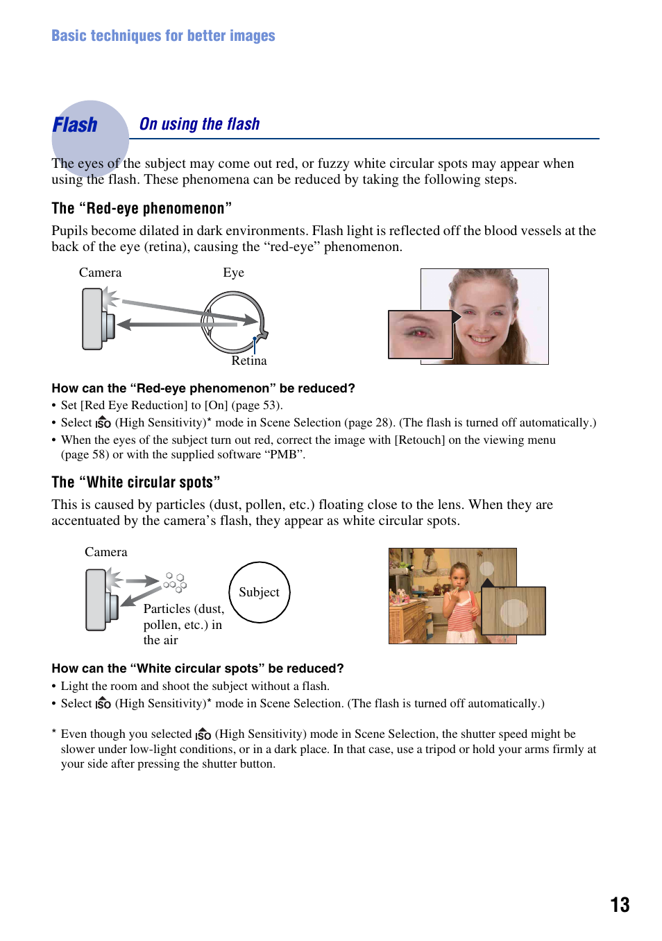 Flash, On using the flash | Sony DSC-W230 User Manual | Page 13 / 129